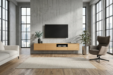 Comoda TV LOFT 200 cm suspendat, negru natural [3]