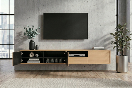 Comoda TV LOFT 200 cm suspendat, negru natural [10]