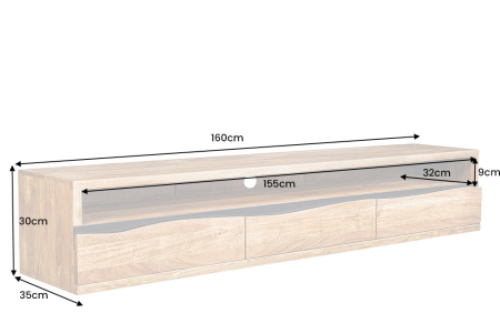 Comoda TV MAMMUT suspendata din lemn de salcam, 160 cm [8]