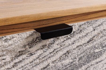 Comoda TV ORGANIC 160 cm suspendat din lemn de salcâm natural cu fațadă cu aspect de piatră [7]