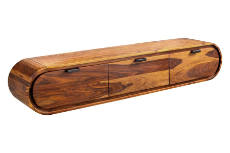 Living - Comodă TV ORGANIC 160 cm, suspendată, formă organică, lemn de sheesham, maro