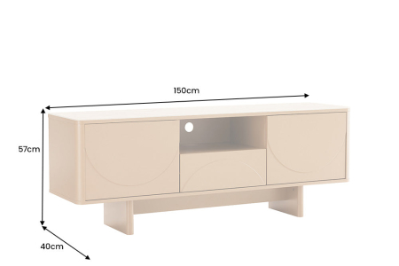 Comoda TV SAVOY 150 cm 3D natural cu blat din ceramică imitație de marmură travertin [14]