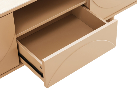 Comoda TV SAVOY 150 cm 3D natural cu blat din ceramică imitație de marmură travertin [10]