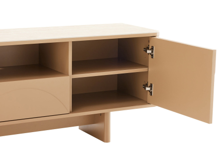 Comoda TV SAVOY 150 cm 3D natural cu blat din ceramică imitație de marmură travertin [9]