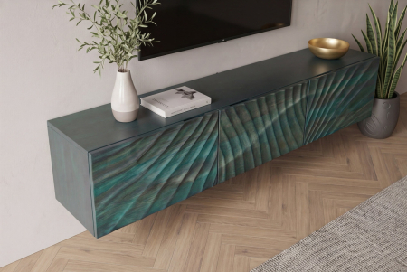 Comoda TV SCORPION 160 cm 3D suspendată din lemn de mango, turcoaz [5]