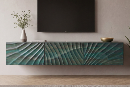 Comoda TV SCORPION 160 cm 3D suspendată din lemn de mango, turcoaz [2]