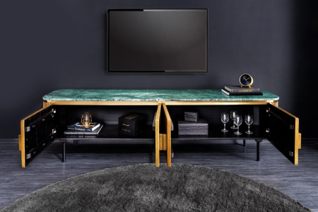 Comoda TV VENEZIANO din lemn de mango si blat din marmura, 160 cm [3]