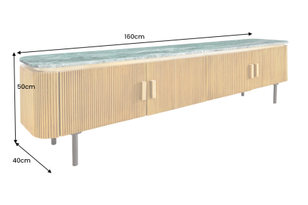 Comoda TV VENEZIANO din lemn de mango si blat din marmura, 160 cm [7]