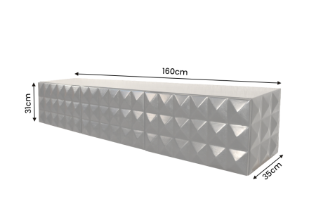 Comoda TV VULCANO 160 cm suspendată, fațadă 3D, cu orificiu pentru cabluri, lemn de mango, negru [14]