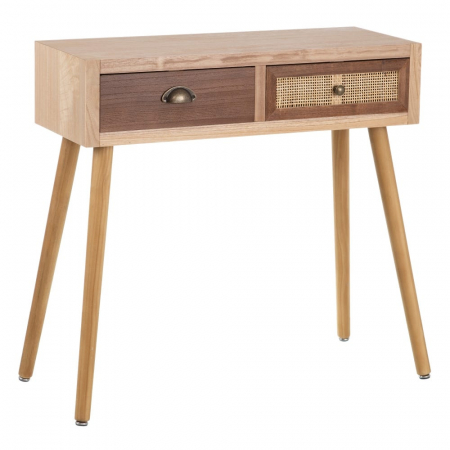 Consolă Sasha din lemn de pin și ratan 80 X 30 X 78 CM