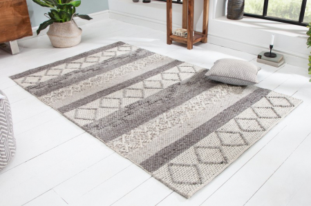 Covor din lână țesut manual YARN 240x160 cm, gri/bej [2]