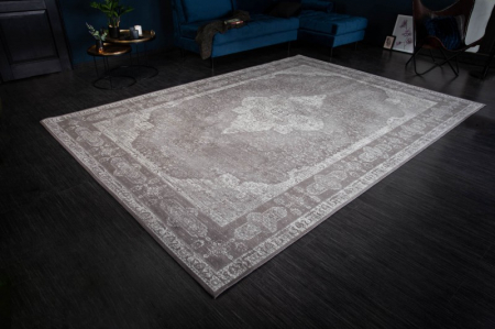 Covor oriental din bumbac PURE UNIQUE XXL 350x240 cm cu model geometric, gri deschis [1]