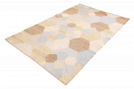 Covor țesut manual ORGANIC 230x160 cm, albastru/bej din lână  [3]