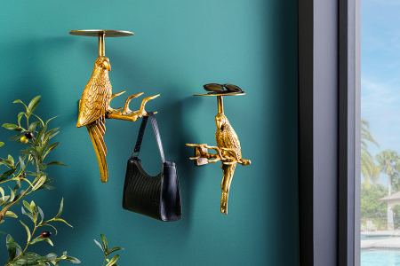 Cuier WILDLIFE BIRDS 45 cm, set de 2, efect de ciocan, auriu antic [8]