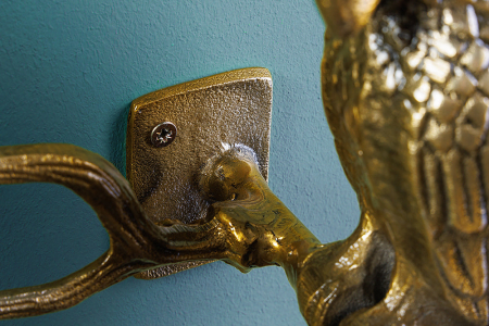 Cuier WILDLIFE BIRDS 45 cm, set de 2, efect de ciocan, auriu antic [7]