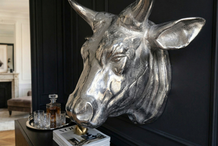 Decorațiune de perete cap de taur TORERO 65 cm argintiu [5]
