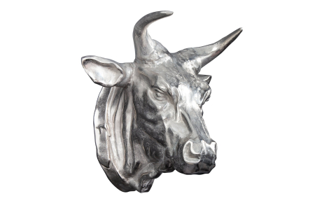 Decorațiuni - Decorațiune de perete cap de taur TORERO 65 cm argintiu