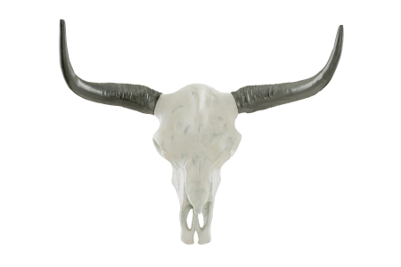 Decorațiuni - Decorațiune de perete craniu EL TORO 70 cm aluminiu alb negru