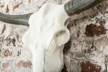 Decorațiune de perete craniu EL TORO 70 cm aluminiu alb negru [5]
