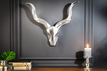 Decorațiune de perete cu coarne STYLE ROCKS aluminiu argintiu [3]