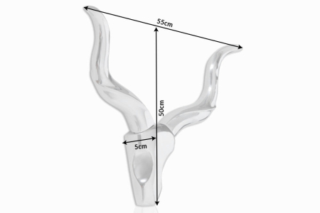 Decorațiune de perete cu coarne STYLE ROCKS aluminiu argintiu [7]