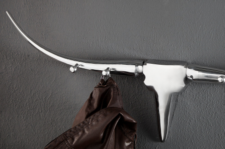 Decorațiune de perete cu cuier BULL 100 cm, aluminiu argintiu [6]