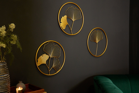 Decorațiune de perete GINKGO 40 cm, set de 3 bucăți, auriu [3]