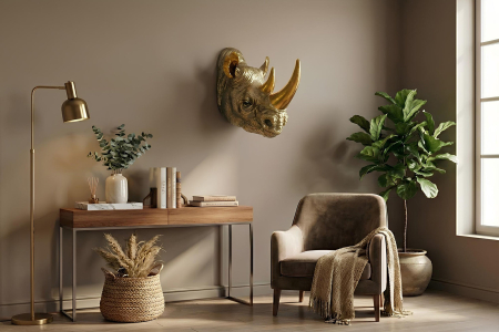 Decorațiune de perete RHINO 40 cm, realizată manual, aurie [3]