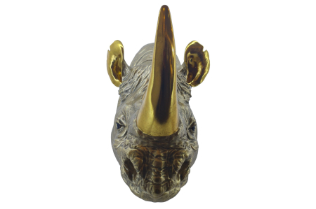 Decorațiune de perete RHINO 60 cm, realizată manual, aurie [3]