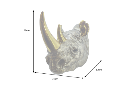 Decorațiune de perete RHINO 60 cm, realizată manual, aurie [5]