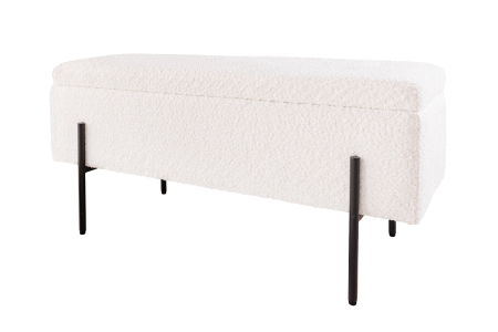 Scaune & fotolii - Dulap pentru bancă LOFT 100 cm, alb, cu textură bouclé