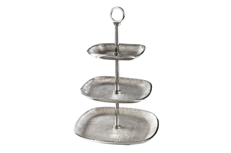 Decorațiuni - Etagere ORIENT 45 cm, 3 tăvi, argint vintage