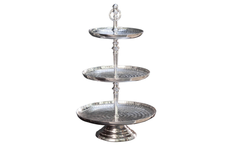Decorațiuni - Etagere ORIENT 50 cm, 3 tăvi, argintiu