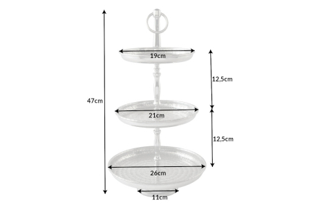 Etagere ORIENT 50 cm, 3 tăvi, cu efect de ciocănitură, argintiu [8]