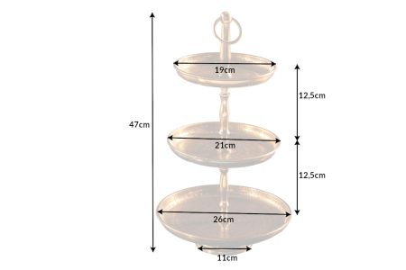 Etagere ORIENT 50 cm, 3 tăvi, cu efect de ciocănitură, auriu [8]