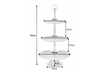 Etagere ORIENT 65 cm, 3 tăvi, cu efect de ciocănitură, argintiu [8]