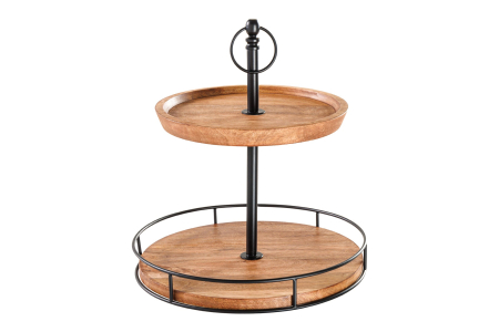 Decorațiuni - Etagere PURE NATURE 38 cm, 2 tăvi, lemn de mango