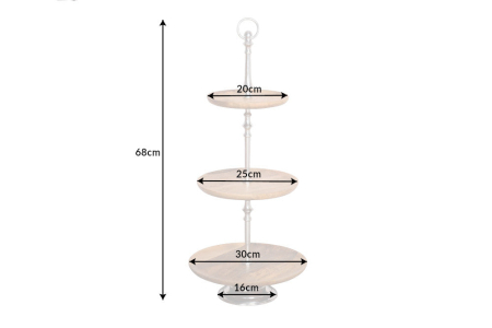 Etajeră decorativă PURE NATURE 70 cm, 3 tăvi, lemn de mango [9]