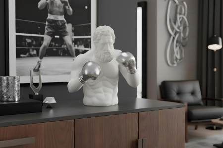 Figurină decorativă BOXER 50 cm alb argintiu [2]
