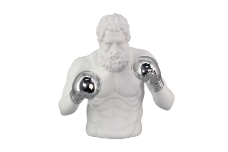 Decorațiuni - Figurină decorativă BOXER 50 cm alb argintiu