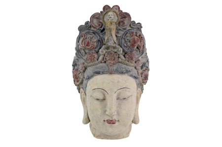 Decorațiuni - Figurină decorativă CAP DE BUDDHA 45 cm, realizată manual, multicoloră