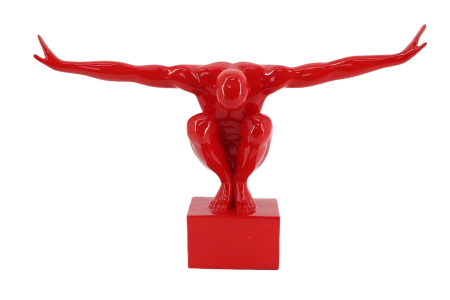 Decorațiuni - Figurină decorativă HIGH DIVER 50 cm, sculptură realizată manual, atlet, roșu
