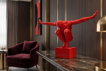 Figurină decorativă HIGH DIVER 50 cm, sculptură realizată manual, atlet, roșu [3]