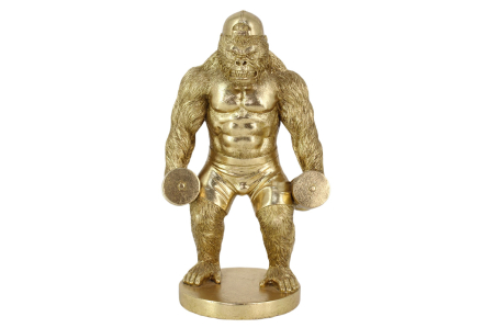 Decorațiuni - Figurină decorativă KING APE 35 cm, gorilă aurie, realizată manual