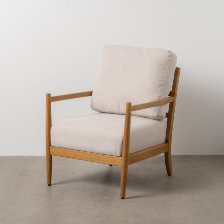 Scaune & fotolii - Fotoliu alb - lemn natural - mdf 65 x 71 x 88 cm