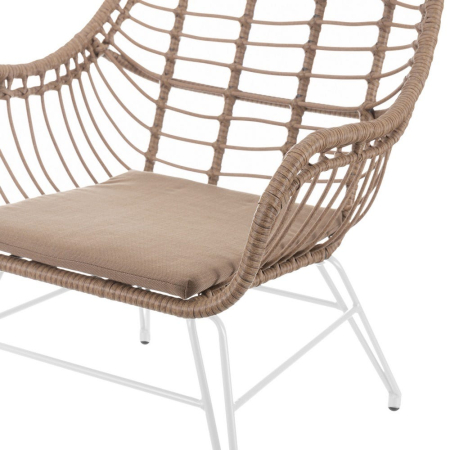 Fotoliu de exterior din rattan,cadru alb 65 x 62 x 76 cm [2]