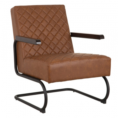 Scaune & fotolii - Fotoliu Retro cu tapițerie din piele 61 X 70 X 85 CM, maro deschis