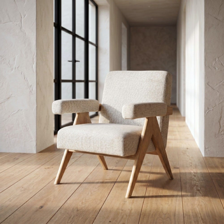 Scaune & fotolii - Fotoliu bej din lemn împletit room 74 x 76 x 85 cm