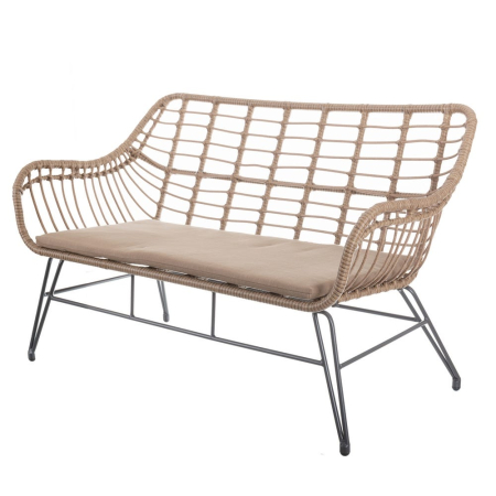Mobilier Gradina - Canapea de exterior cu 2 locuri din rattán,cadru culoarea graphite  121 x 62 x 76 cm