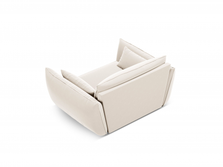 Fotoliu Kaelle cu tapiterie din catifea, bej deschis [2]